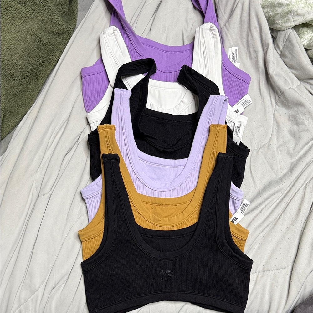 PINK Victoria's Secret Ribbed Casual Bras - Black, White, Purple, and Gold